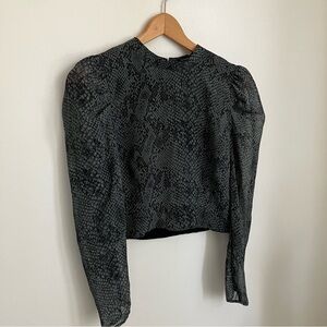 Dynamite Cropped Snake Print Blouse